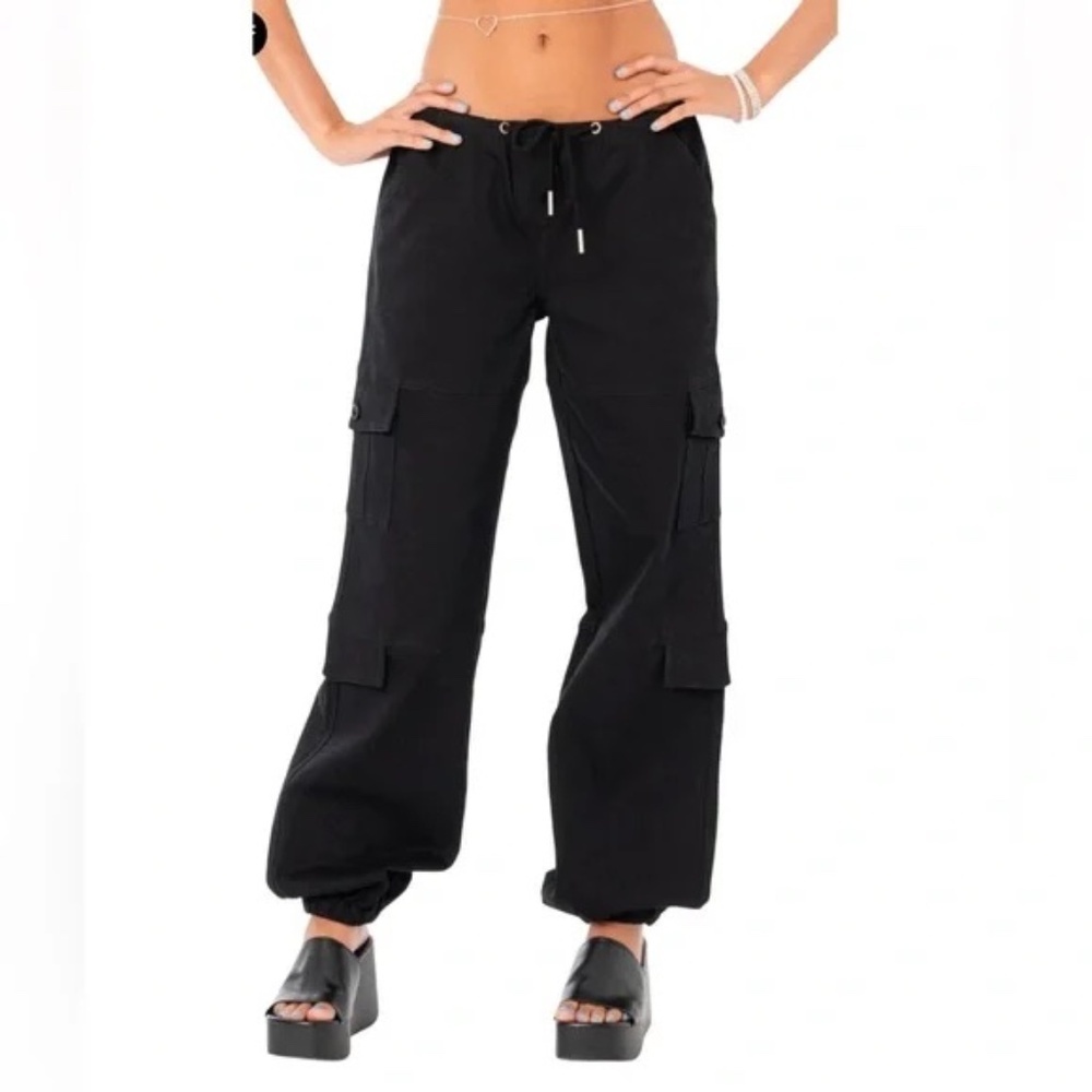 Edikted Cargo Pants Womens‎ Small Black Utility Pocket High Rise Streetwear Y2K